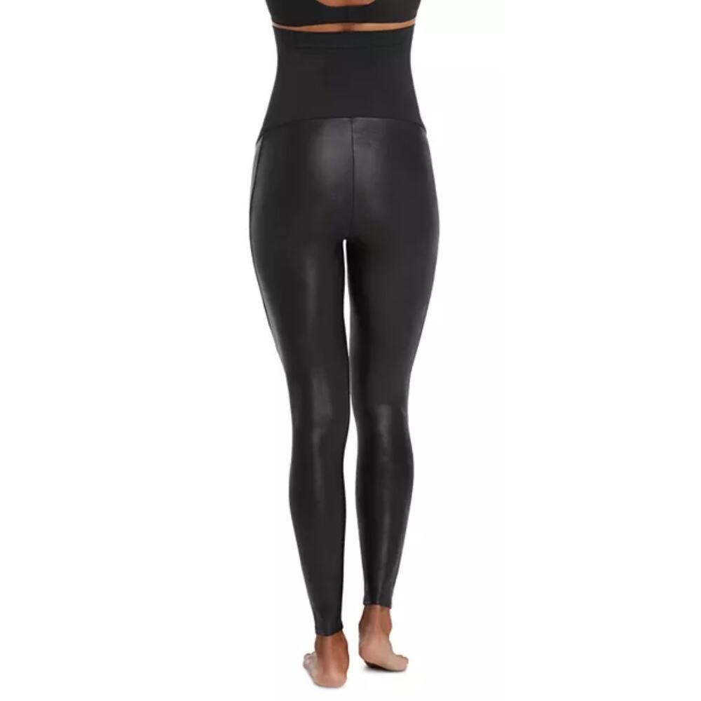 SPANX® Mama Maternity Fabric Faux Leather Leggings in Black. Size 2X - Picture 3 of 7